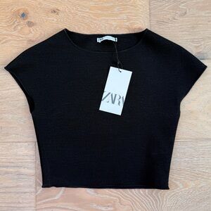 Zara Heavyweight Crop Top T-shirt Brand New Size S NWT 🖤